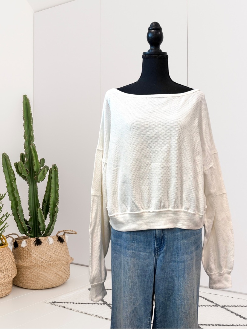 We The Free Wide Neck Waffle Knit Top